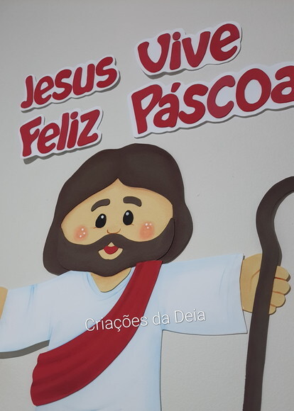 Jesus Painel de Páscoa Cristã 70 x 58 cm em Eva