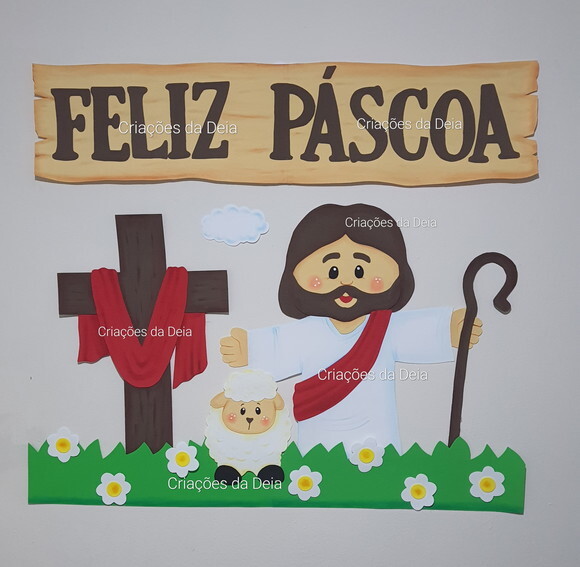 Jesus Painel de Páscoa Cristã 85 x 96 cm em Eva