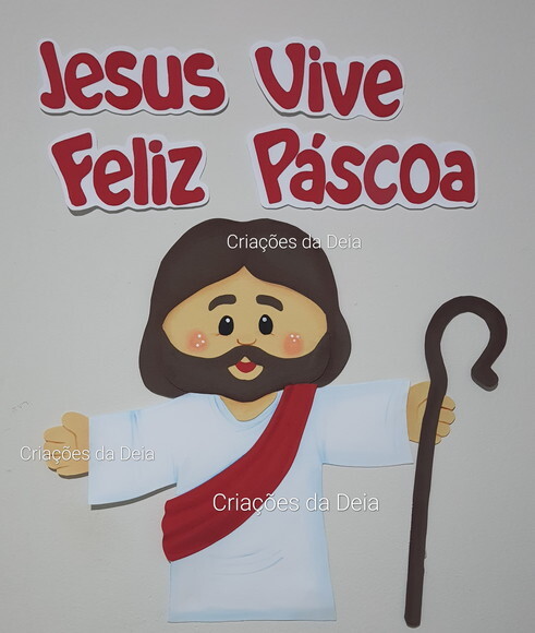Jesus Painel de Páscoa Cristã 70 x 58 cm em Eva