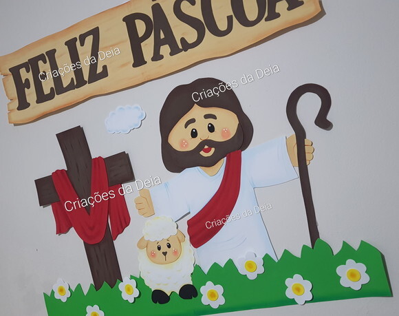Jesus Painel de Páscoa Cristã 85 x 96 cm em Eva