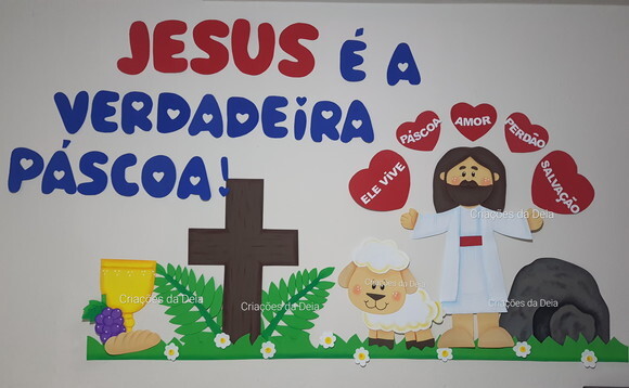Jesus Páscoa e Ressurreição de Painel 144 cm em Eva