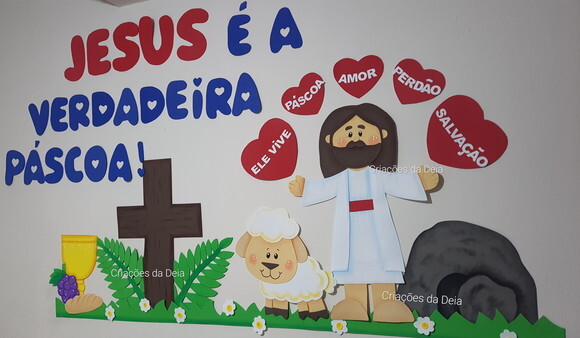 Jesus Páscoa e Ressurreição de Painel 144 cm em Eva