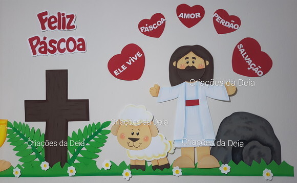 Jesus Páscoa e Ressurreição de Painel 144 cm em Eva
