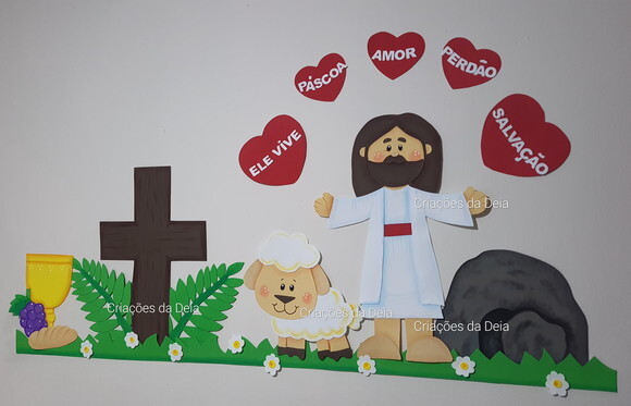 Jesus Páscoa e Ressurreição de Painel 144 cm em Eva