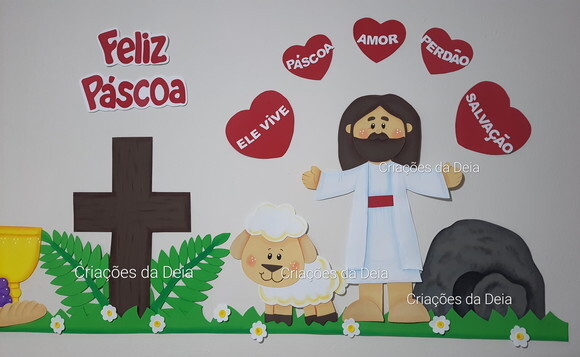 Jesus Páscoa e Ressurreição de Painel 144 cm em Eva