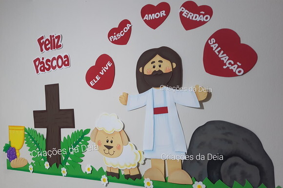 Jesus Páscoa e Ressurreição de Painel 144 cm em Eva