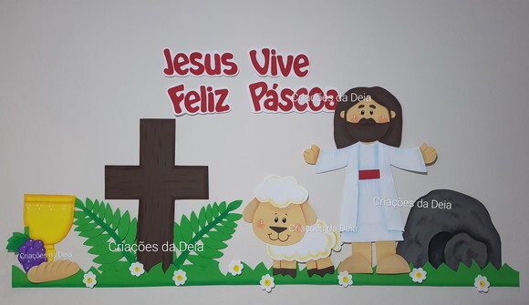 Jesus Páscoa e Ressurreição de Painel 144 cm em Eva