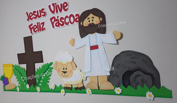 Jesus Páscoa e Ressurreição de Painel 144 cm em Eva