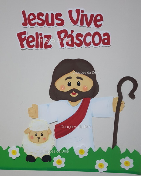 Jesus Páscoa e Ressurreição de Painel 85 x 96 cm em Eva