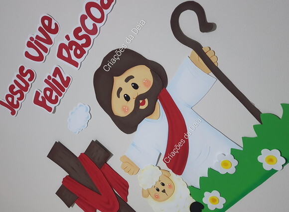Jesus Páscoa e Ressurreição de Painel 85 x 96 cm em Eva