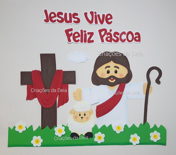 Jesus Páscoa e Ressurreição de Painel 85 x 96 cm em Eva