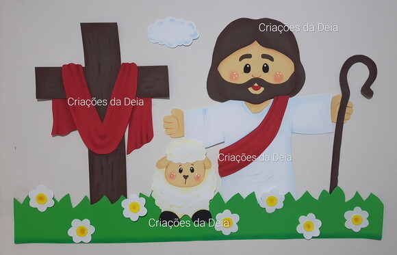 Jesus Páscoa e Ressurreição de Painel 85 x 96 cm em Eva