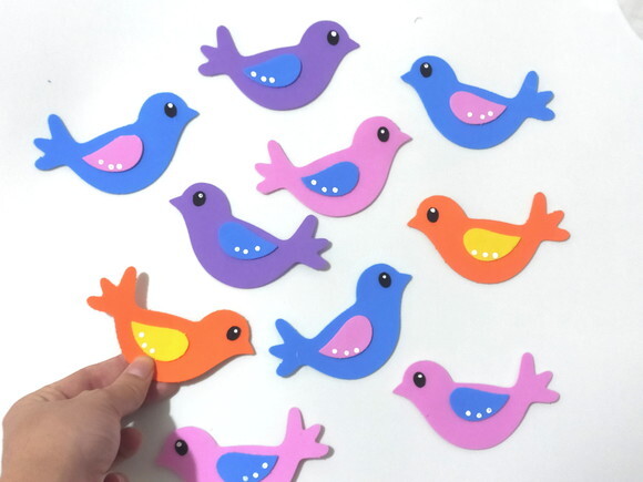 Kit 10 Apliques de 10cm Cada. Aves e Insetos