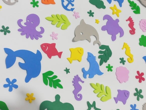 Kit 100 Mini Animais 2.5 a 7cm do Fundo do Mar (em Eva)