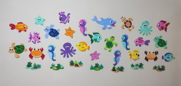 Kit 14 Animais Marinhos do Fundo do Mar Peixes (em Eva)