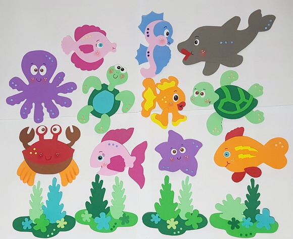 Kit 14 Animais Marinhos Maiores do Fundo do Mar (em Eva)