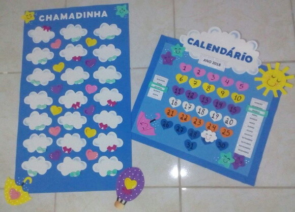Kit 2 Peças Chamadinha e Calendário - Tema chuva de Amor