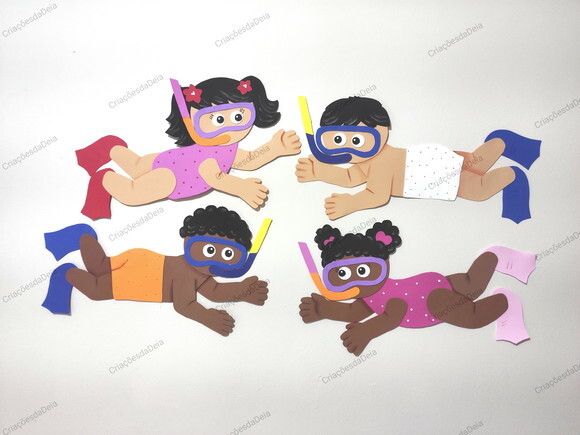 Kit 2 Crianças Nadando 35 cm em Eva