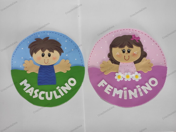Kit 2 Placa para Porta de Banheiro - Meninos e Meninas