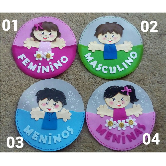 Kit 2 Placas para Porta de Banheiro em Eva