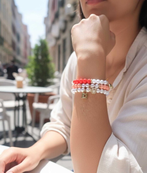 Kit 3 Pulseiras de Contas Micangas Pulseiras Happy Bijuteria