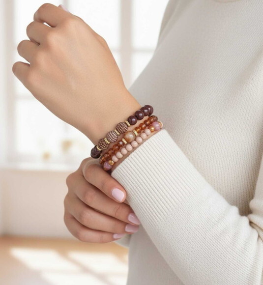 Kit 3 Pulseiras de Contas Micangas Tons Terrosos Bijuteria
