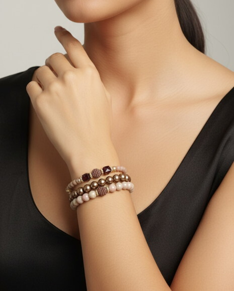 Kit 3 Pulseiras de Contas Micangas Tons Terrosos Bijuteria