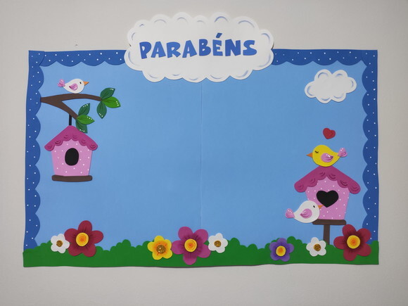 Kit 4 Peças Grandes Sala de Aula - Tema Passarinhos
