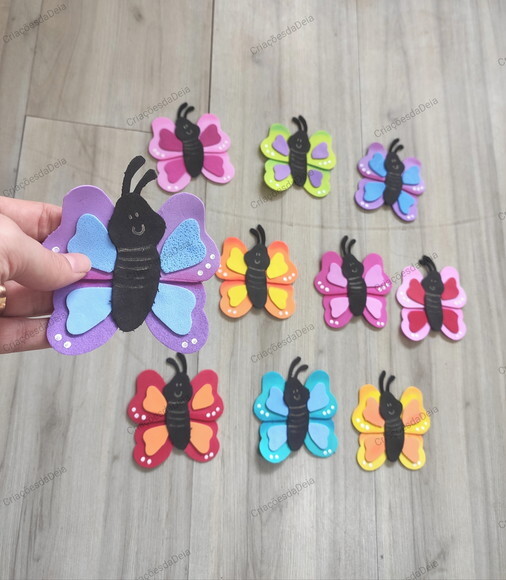 Kit 5 Borboletas 10 cm em Eva
