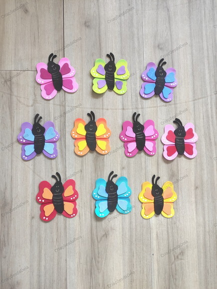 Kit 5 Borboletas 10 cm em Eva