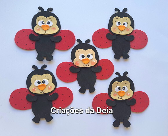 Kit 5 Joaninhas 11 cm em Eva