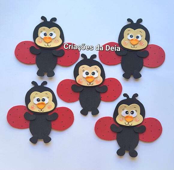 Kit 5 Joaninhas 11 cm em Eva
