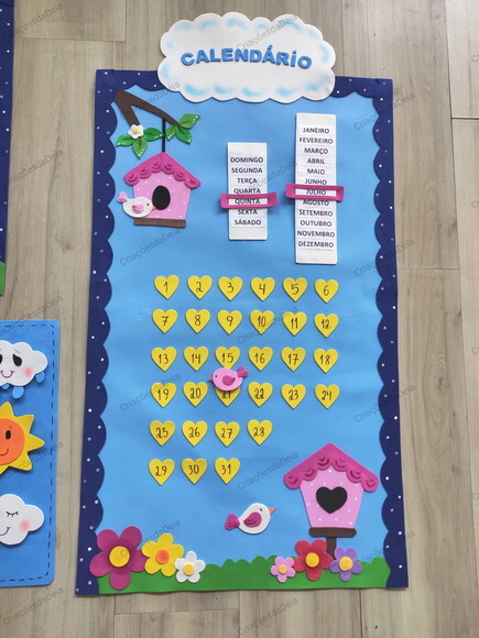 Kit 5 Peças Grandes para Sala de Aula - Passarinhos