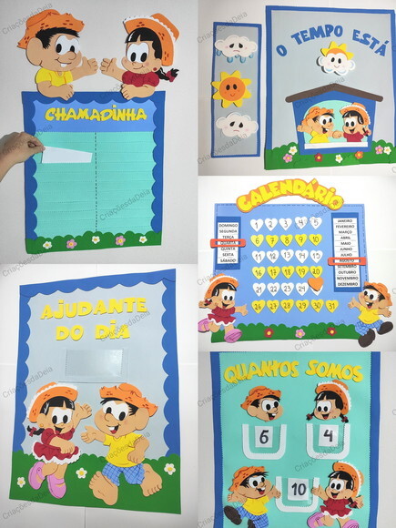 Kit 5 Peças para Sala de Aula - Tema Crianças Fazendinha