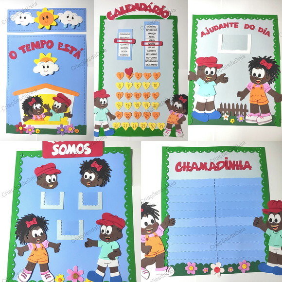Kit 5 Peças para Sala de Aula - Tema Crianças Negras