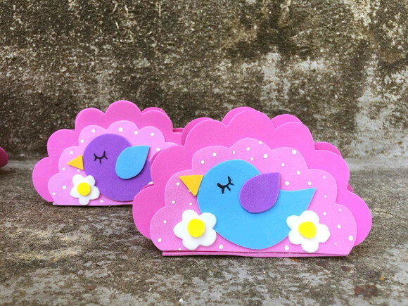 Kit 5 Porta Guardanapos Festa Infantil Tema Passarinhos