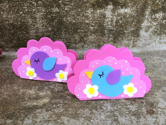 Kit 5 Porta Guardanapos Festa Infantil Tema Passarinhos