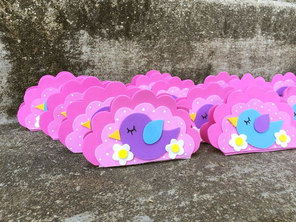 Kit 5 Porta Guardanapos Festa Infantil Tema Passarinhos