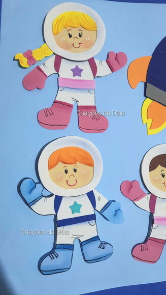 Kit 6 Apliques Astronauta e Foguete em Eva