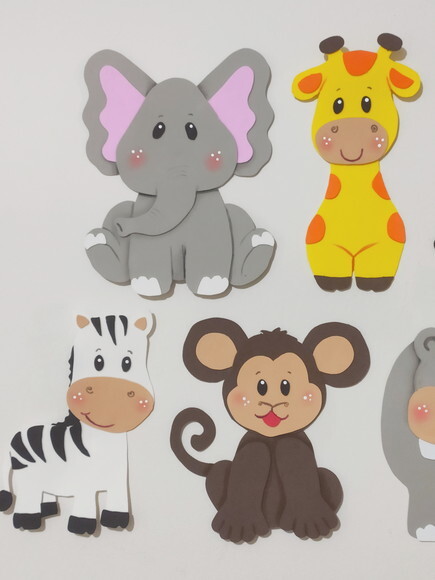 Kit 7 Animais 20 cm Cada em Eva - Safari