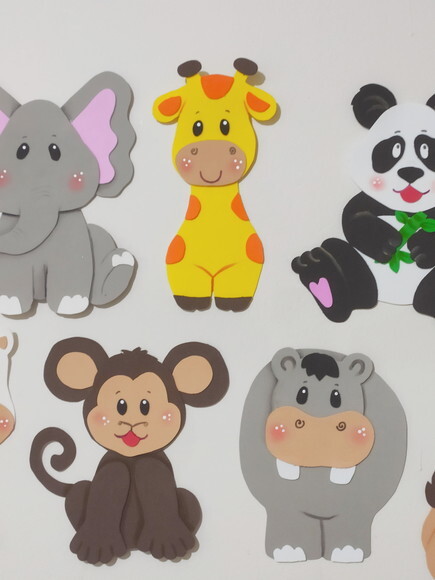 Kit 7 Animais 20 cm Cada em Eva - Safari