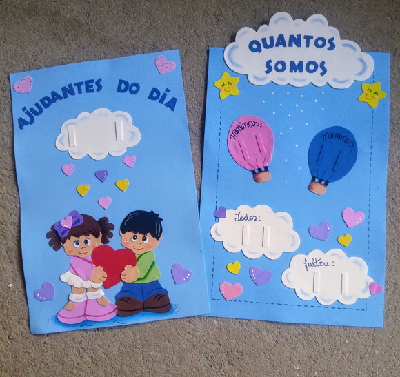 Kit 7 Peças para Sala de Aula -tema chuva de Amor