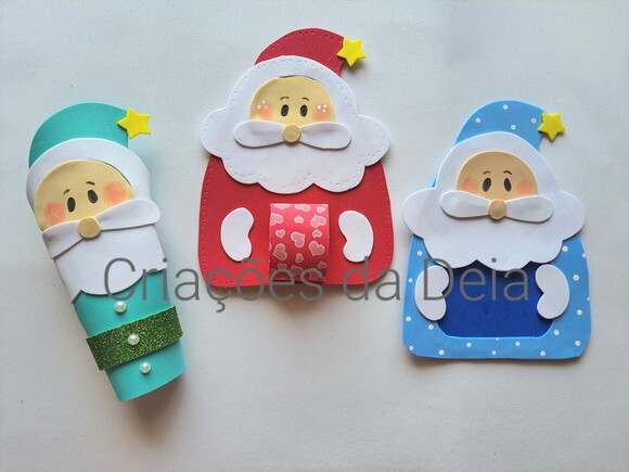 Kit 8 Papai Noel de Natal em Eva para Decorar 17 cm