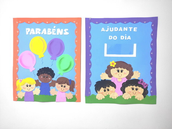 Kit 8 Peças para Sala de Aula em Eva -tema crianças