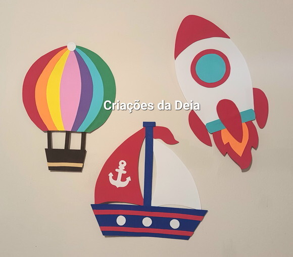Kit Balão, Barco e Foguete Avulsos 30 cm Cada em Eva