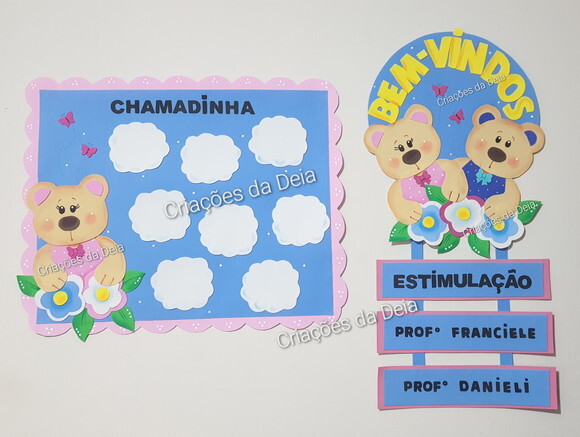 Kit Bem Vindos e Chamadinha em Eva Ursinhos com Nome da Turm