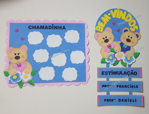 Kit Bem Vindos e Chamadinha em Eva Ursinhos com Nome da Turm
