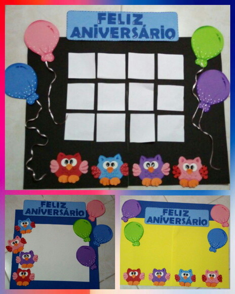 Kit Corujas Aniversariantes para Enfeitar Sala de Aula