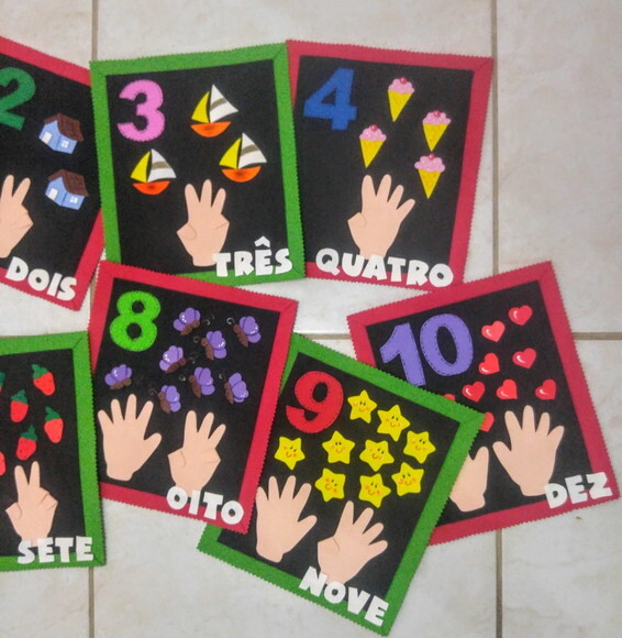 Kit de Numerais 0 a 10 Por Extenso de Eva para Sala de Aula