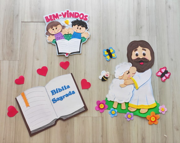 Kit Decoração Tema Bíblico para Crianças - Jesus Te Ama
